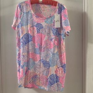Lilly Pulitzer Pink and Blue Patterned Blouse